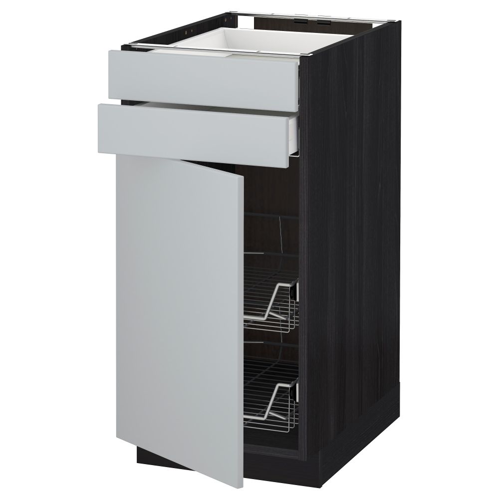 Напольный шкаф, дверца, 2 ящика, проволочных корзин МЕТОД / МАКСИМЕРА, черный, Веддинге серый - схема-чертеж с размерами