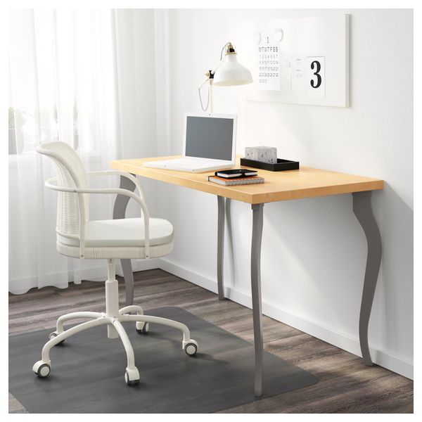 Стол ЛИННМОН / ЛАЛЛЕ, под березу, серый (120x60 см) - схема-чертеж с размерами