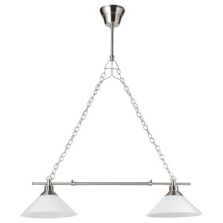 Подвесной светильник, двойной КРУБИ, никелированный, стекло