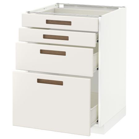 Напольный шкаф 4 фронтальных панели, 4 ящика МЕТОД / ФОРВАРА, белый, Мэрста белый