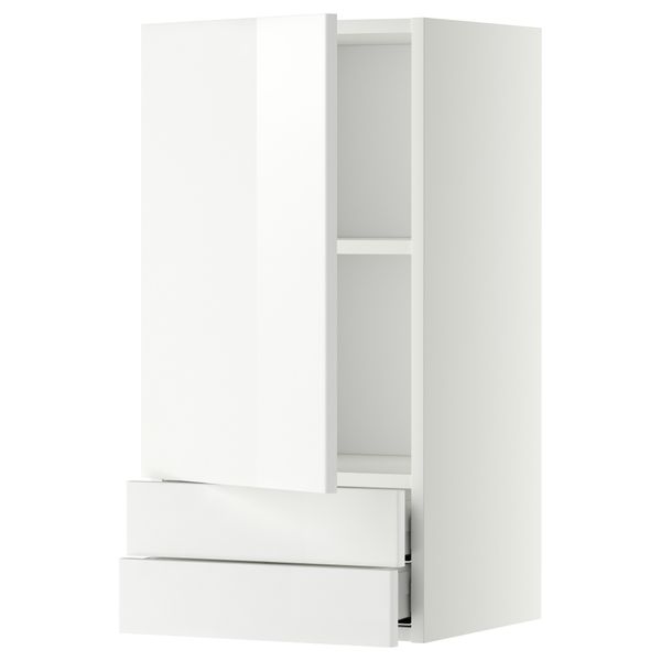 Навесной шкаф с дверцей, 2 ящика МЕТОД / МАКСИМЕРА, белый, Рингульт белый - фото 1