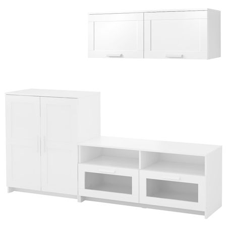 Шкаф для ТВ, комбинация, белый 198x41x190 см IKEA BRIMNES БРИМНЭС 793.968.33