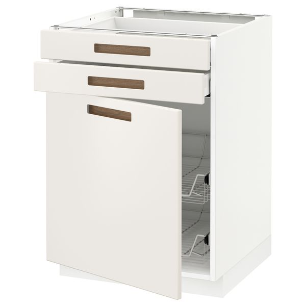 Напольный шкаф, дверца, 2 ящика, проволочных корзин МЕТОД / МАКСИМЕРА, белый, Мэрста белый - схема-чертеж с размерами
