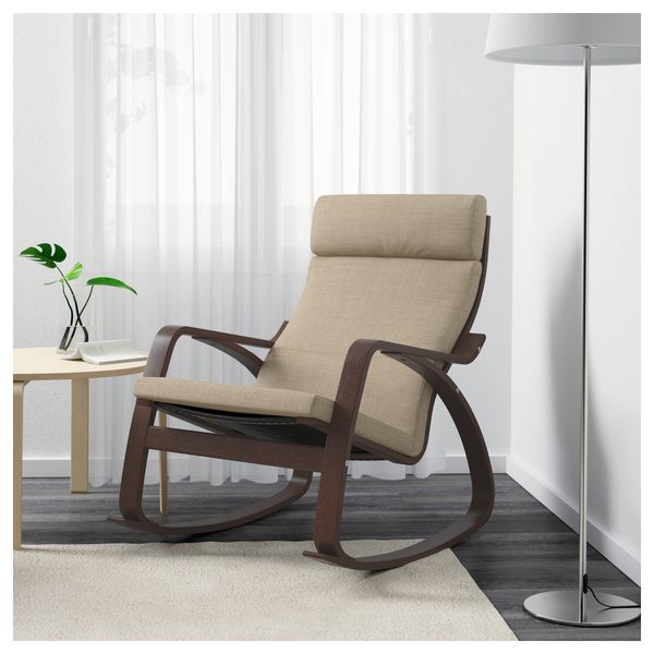 Кресло-качалка ПОЭНГ, коричневый, Исунда бежевый - фото 2