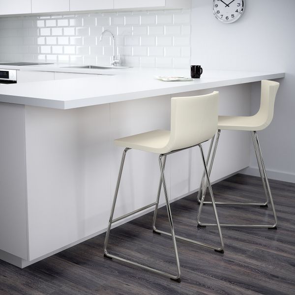 Стул барный, хромированный/Мьюк белый 66 см IKEA BERNHARD БЕРНГАРД 003.603.37 - фото 2