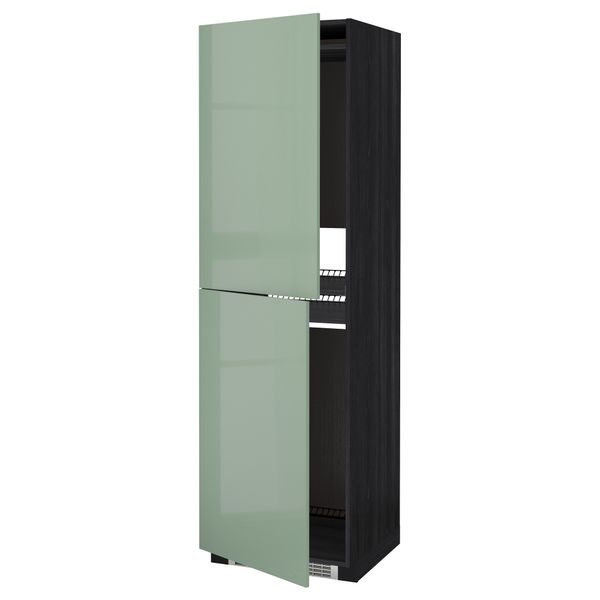 Высокий шкаф для холодильника или морозильника, МЕТОД, черный, Калларп светло-зеленый - схема-чертеж с размерами
