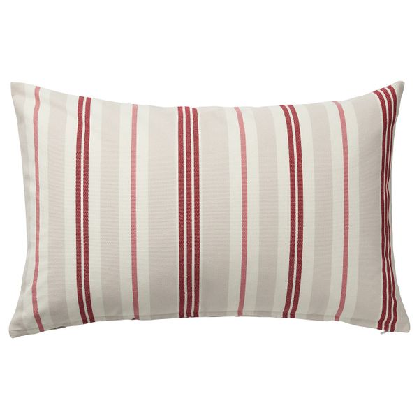 Чехол на подушку, бежевый/красный, в полоску, 40x65 см IKEA СМАЛСТЭКРА 604.474.13 - фото 1