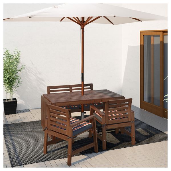 Стол + 2 кресла + скамья, для сада ЭПЛАРО, коричневая морилка, Экерон черный - фото 2