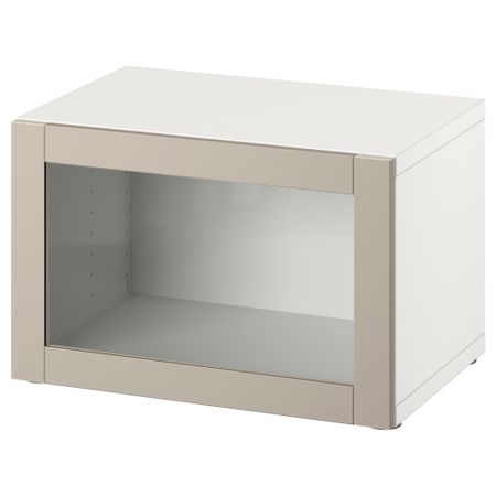 Стеллаж с дверью, белый, Sindvik светлый серо-бежевый, 60x42x38 см IKEA BESTÅ БЕСТО 494.292.84
