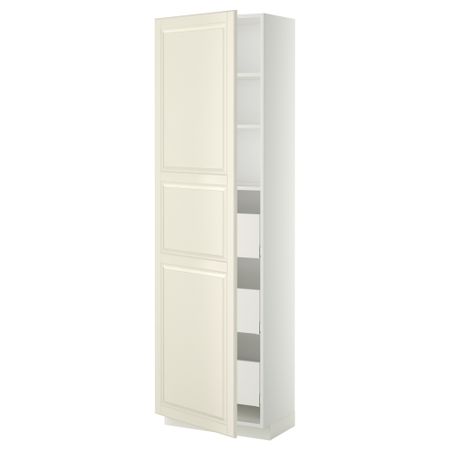 Высокий шкаф с ящиками МЕТОД / МАКСИМЕРА, белый, Будбин белый с оттенком