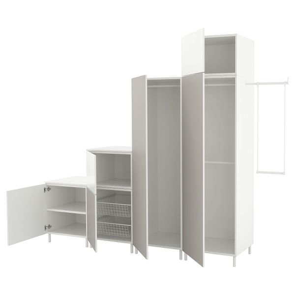 Гардероб, белый Фоннес, Скатваль светло-серый 275-300x57x231 см IKEA ОПХУС 992.483.04 - фото 1