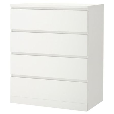 MALM Комод с 4 ящиками - белый 80x100 см