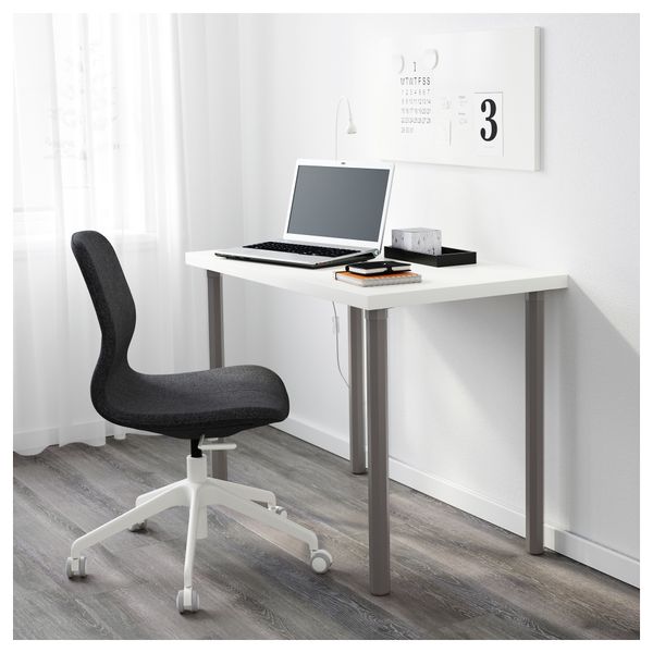 Стол ЛИННМОН / АЛЬВАРЭТ, белый, серый (100x60 см) - фото 2