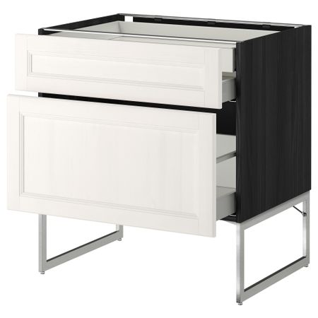 Напольный шкаф 2 фронтальных панели, 2 нижних,1 встроенный ящик МЕТОД / МАКСИМЕРА, черный, Лаксарби белый