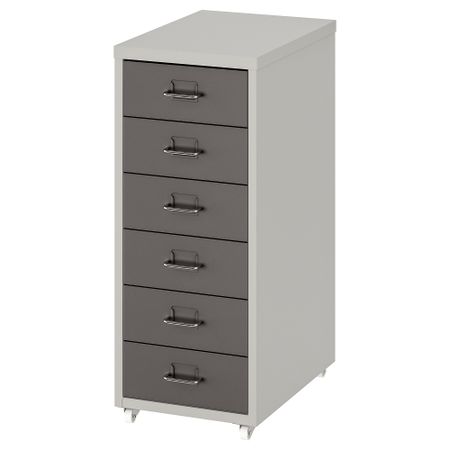 Тумба с ящиками на колесах, 28x69 см, темно-серый, светло-серый IKEA HELMER ХЕЛЬМЕР 504.943.63
