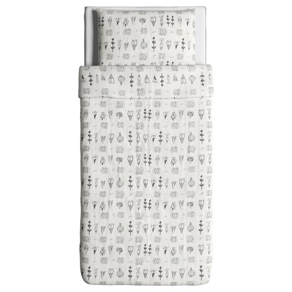 Пододеяльник и 1 наволочка СИССЕЛА, белый, темно-серый (150x200/50x70 см) - схема-чертеж с размерами