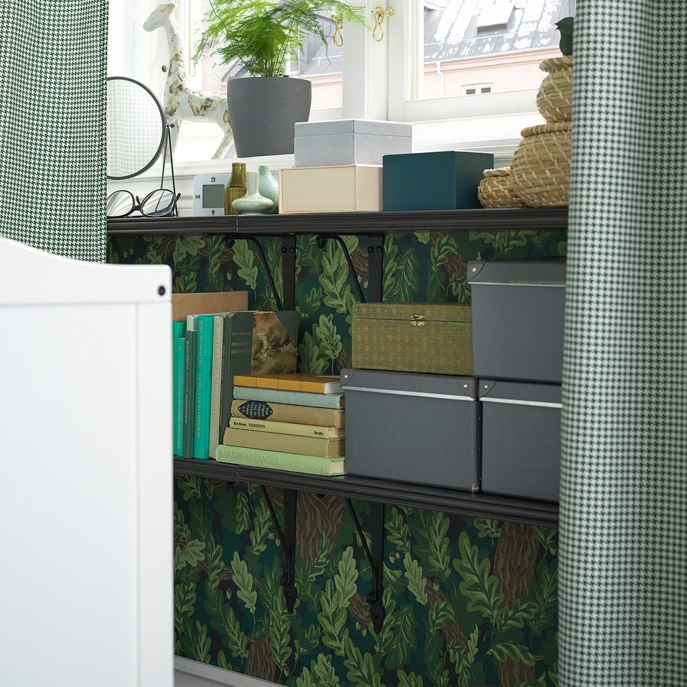 Полка навесная, коричнево-чёрный/антрацит 80x20 см IKEA BERGSHULT БЕРГСХУЛЬТ / KROKSHULT КРОКСГУЛЬТ 793.260.67 - фото 1