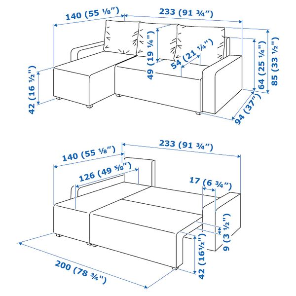 Диван-кровать с козеткой, Рудорна коричневый IKEA GIMMARP ГИММАРП 504.489.03 - фото 8