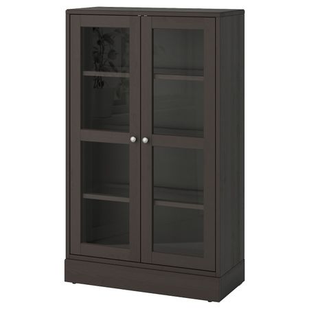 Шкаф-витрина с цоколем, темно-коричневый, прозрачное стекло 81x37x134 см IKEA HAVSTA ХАВСТА 492.751.06