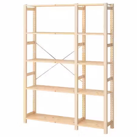 IVAR 2 секции/полки - сосна 134x30x179 см