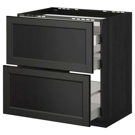 Напольный шкаф, 2 фронтальных панели, 3 ящика МЕТОД / МАКСИМЕРА, черный, Лаксарби черно-коричневый