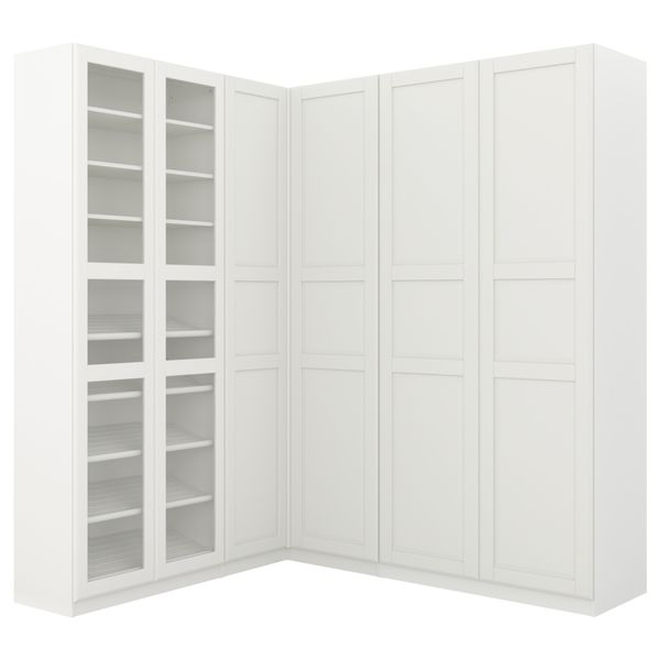 Гардероб угловой, белый Tyssedal, Tyssedal стекло, 210, 188x236 см IKEA PAX ПАКС 392.179.80 - фото 3
