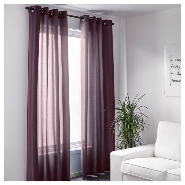Гардины, 1 пара ПЭРЛЬБУСКЕ, темно-сиреневый (145x300 см) - фото 2