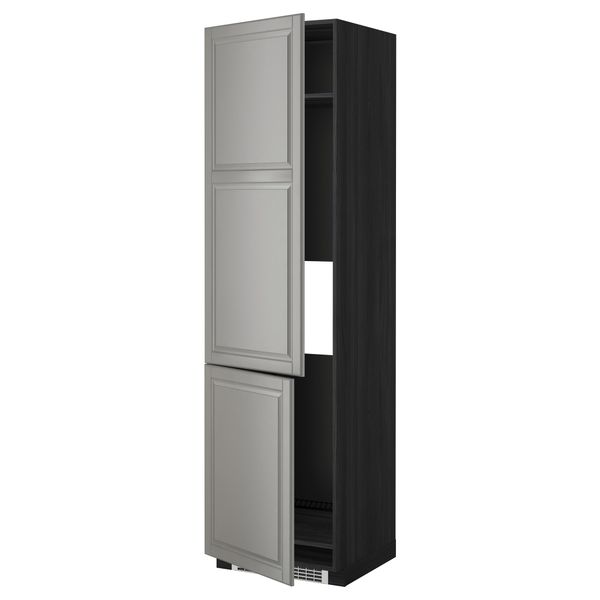 Высокий шкаф для холодильник, морозилки, 2дверцы, 60x60x220 см, черный, Bodbyn серый IKEA METOD МЕТОД 099.256.62 - схема-чертеж с размерами