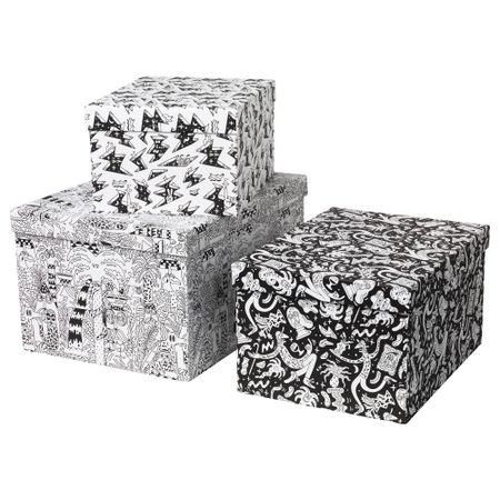 Набор коробок с крышкой, 3 штуки СТУНСИГ, Тропики, коллекционер произведений искусства космос