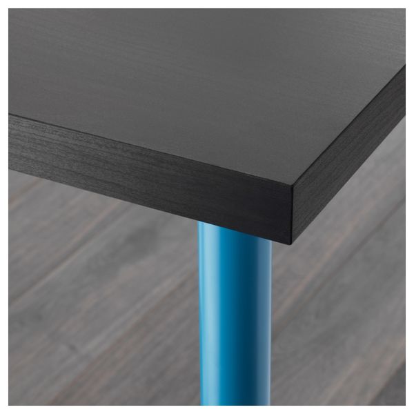 Стол ЛИННМОН / АДИЛЬС, черно-коричневый, синий (100x60 см) - схема-чертеж с размерами