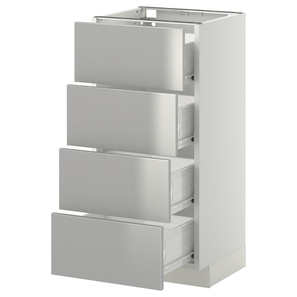 Напольный шкаф 4 фронтальных панели, 4 ящика МЕТОД / ФОРВАРА, белый, Гревста нержавеющ сталь - схема-чертеж с размерами