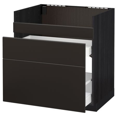 Напольный шкаф для мойки ХАВСЕН/3фасада/2ящ, черный Максимера/Кунгсбакка антрацит 80x60 см IKEA МЕТОД 492.959.39