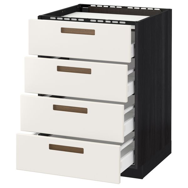 Напольный шкаф, 4 фронтальных панели, 4 ящика МЕТОД / МАКСИМЕРА, черный, Мэрста белый - схема-чертеж с размерами