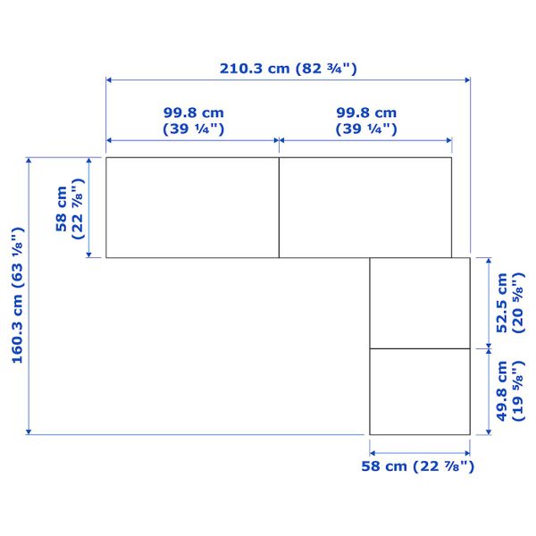 Гардероб угловой, черно-коричневый, Форсанд Викедаль, 210/160x236 см IKEA ПАКС 292.860.02 - схема-чертеж с размерами