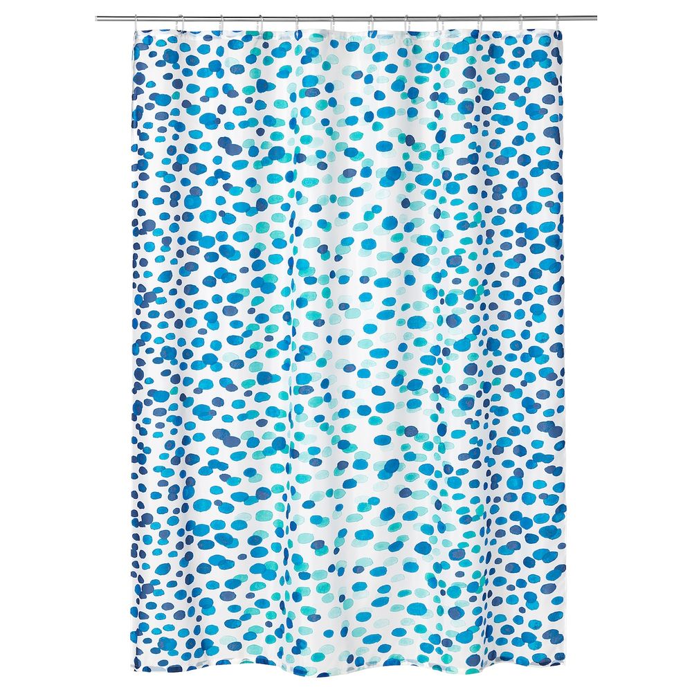 Штора для ванной, белый/синий, 180x200 см IKEA СКОРРЕН 303.662.72 - фото 1