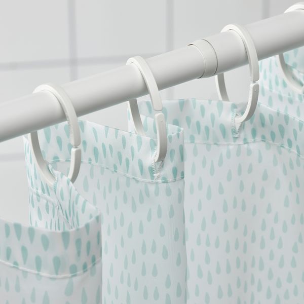 Штора для ванной, белый, бирюзовый, 180x200 см IKEA RÅNEÄLVEN РОНЭЛЬВЕН 505.128.52 - фото 4