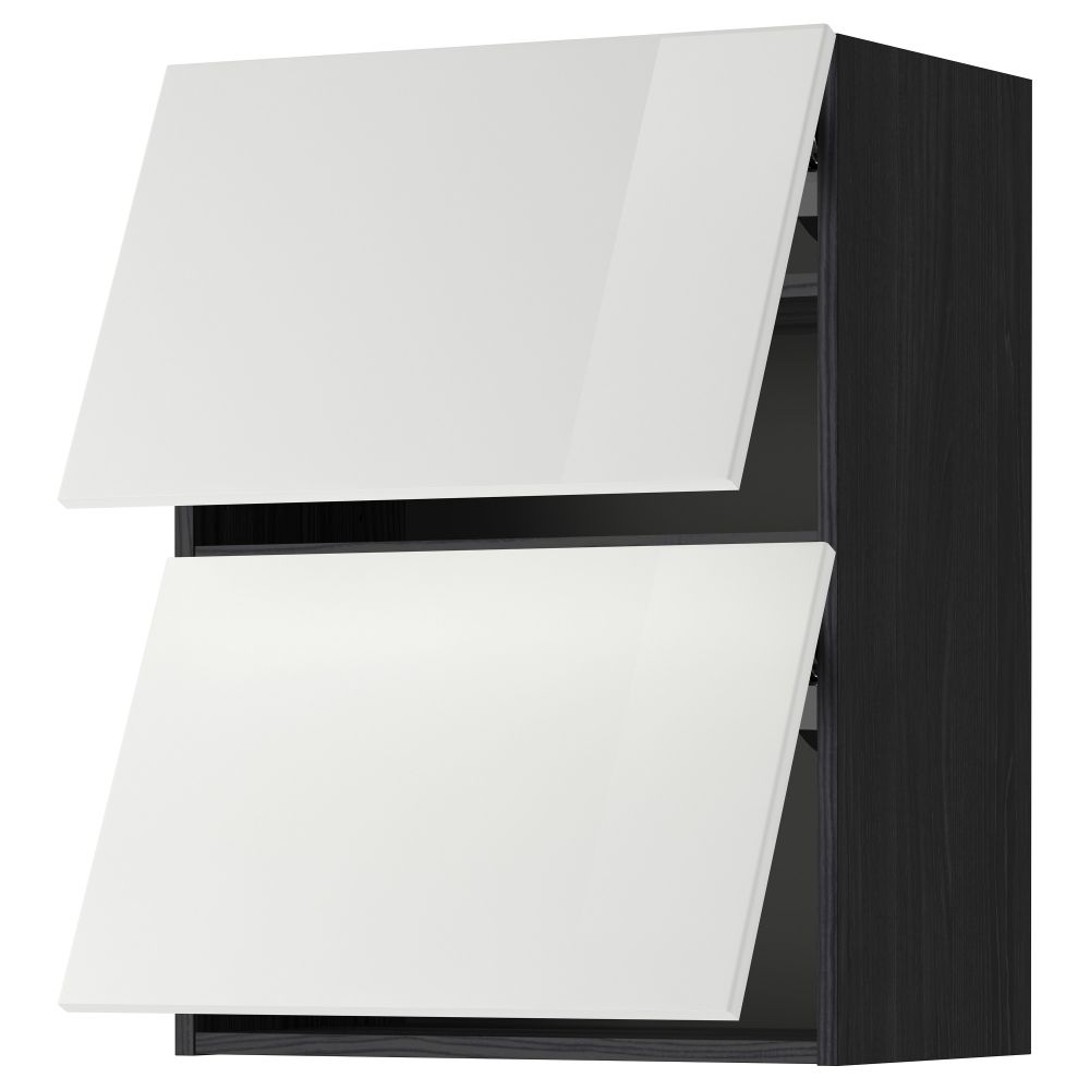 Навесной шкаф, 2 дверцы, горизонтальный МЕТОД, черный, Рингульт белый - схема-чертеж с размерами