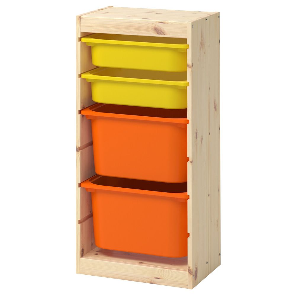 Комбинация для/хранения+контейнеры, светлая беленая сосна оранжевый, желтый 44x30x91 см IKEA ТРУФАСТ 792.223.81 - фото 1
