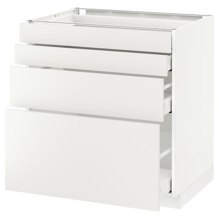 Напольный шкаф 4 фронтальных панели, 4 ящика, белый/Хэггеби белый 80x60 см IKEA METOD МЕТОД / MAXIMERA МАКСИМЕРА 792.314.51