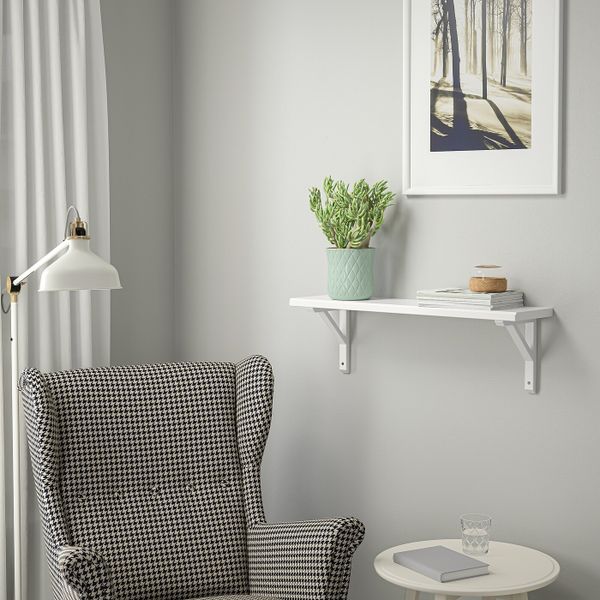 Полка навесная, осина, белая морилка 80x20 см IKEA TRANHULT ТРАНГУЛЬТ / SANDSHULT САНДСХУЛЬТ 893.260.95 - фото 2