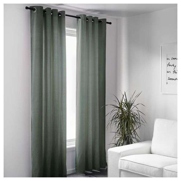 Гардины, 1 пара САНЕЛА, серо-зеленый (140x300 см) - фото 2