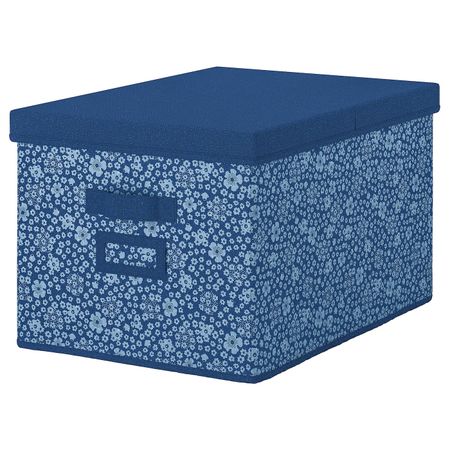 Коробка с крышкой, синий, белый 35x50x30 см IKEA СТОРСТАББЕ 303.954.01