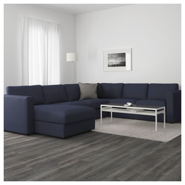 5-местный угловой диван ВИМЛЕ, с козеткой, Оррста черно-синий - фото 2