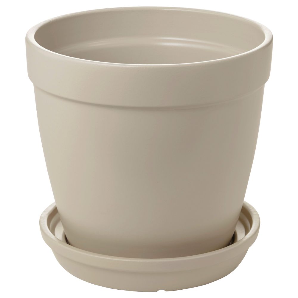 Горшок цветочный с поддоном ЮРТРОН, бежевый - фото 1
