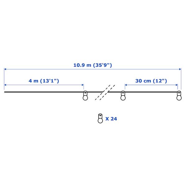Гирлянда, 24 светодиода, для помещений черный IKEA BLÖTSNÖ БЛОТСНО 204.211.46 - фото 5