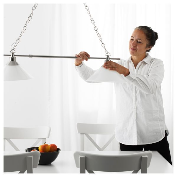 Подвесной светильник, двойной КРУБИ, никелированный, стекло - фото 5