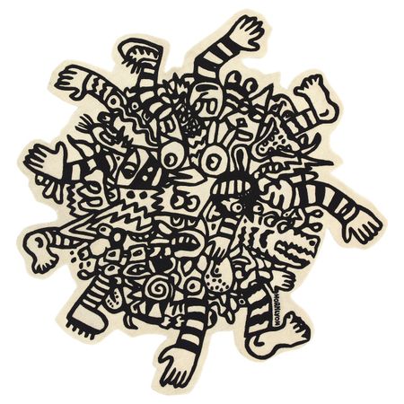 Ковер, короткий ворс, черный, белый, 200 см IKEA ИКЕА АРТ-ИВЕНТ 2019 204.353.65