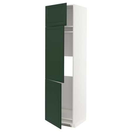 Высокий шкаф для холодильника или морозильника, с 3 дверями, белый/Будбин темно-зеленый 60x60x220 см IKEA METOD МЕТОД 093.054.50