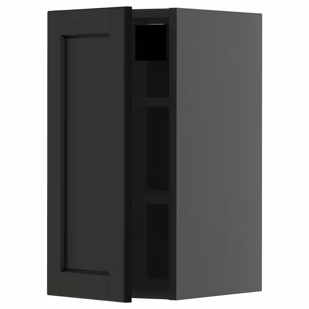 METOD Навесной шкаф с полками - черно-серый/Lerhyttan черная морилка 30x60 см - фото 1