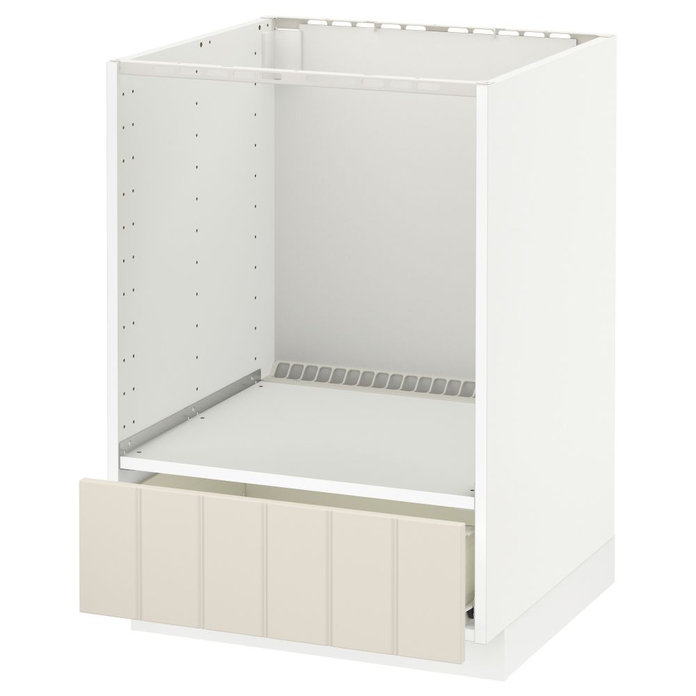 Напольный шкаф для духовки, с ящиком МЕТОД / ФОРВАРА, белый, Хитарп белый с оттенком (60x60 см) - схема-чертеж с размерами